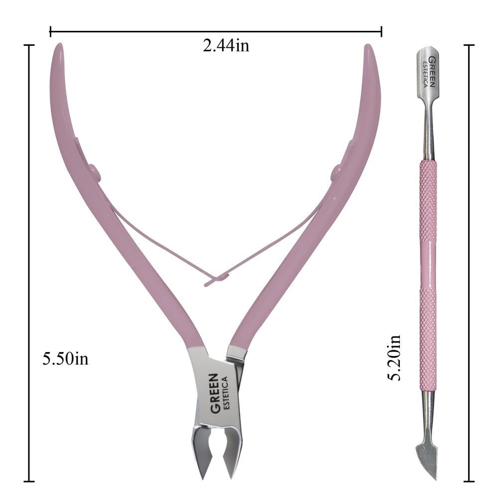 GREEN ESTETICA pousse-cuticule Rose, outil ergonomique pour soins cuticulaires.