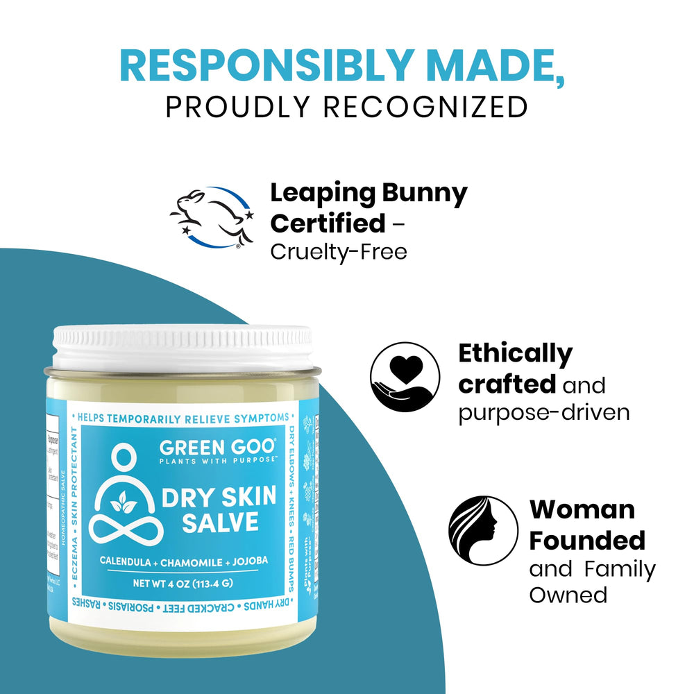 Green Goo Dry Skin Salve – infusion d’ingrédients végétaux comme calendula et camomille.