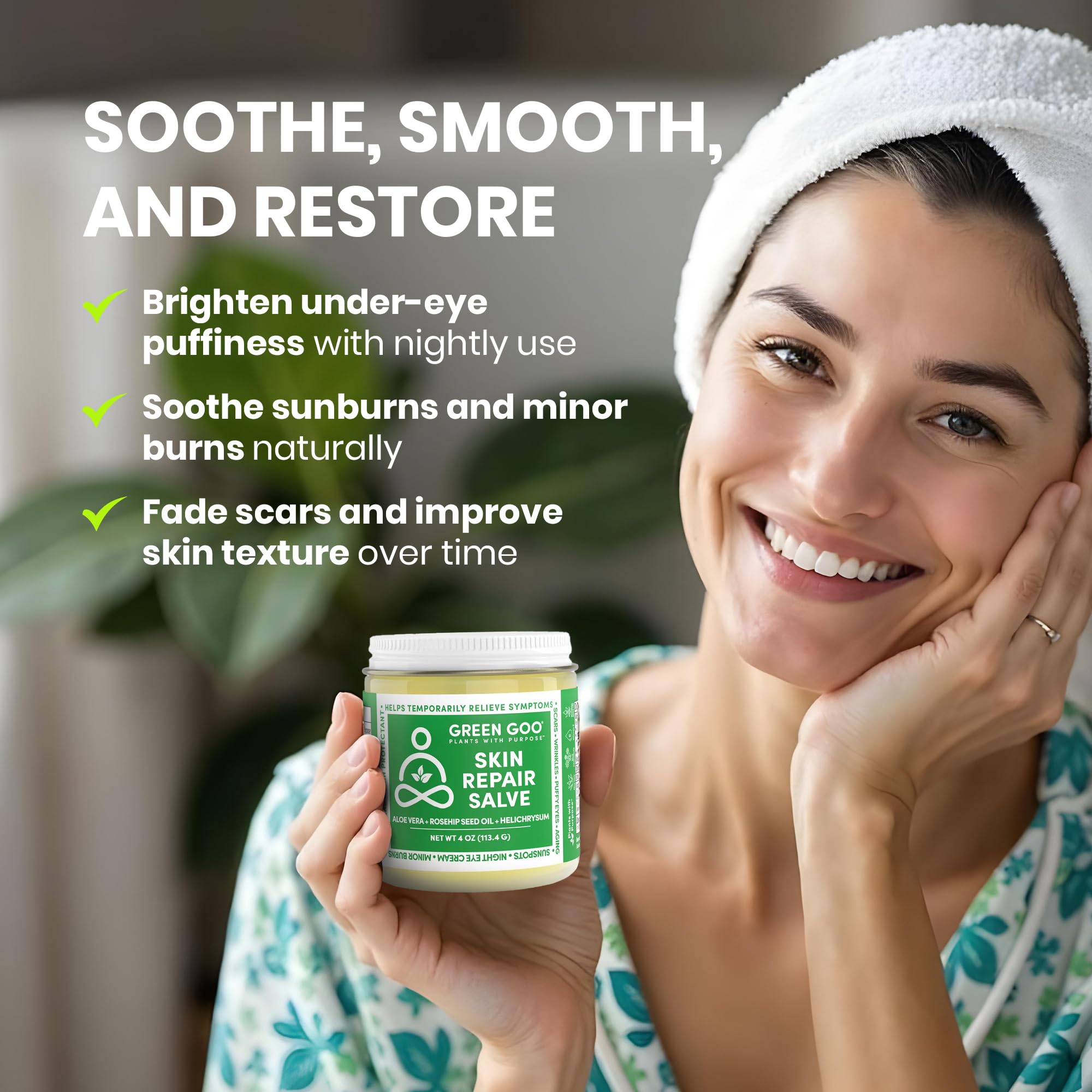 Green Goo Skin Repair Salve, texture riche, soin visage et corps.