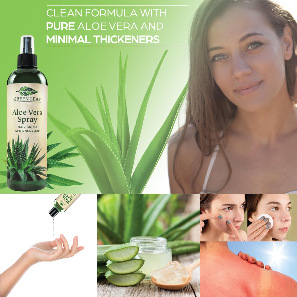 Green Leaf Naturals Aloe Vera Spray – apaisement pour peaux irritées et boucles.