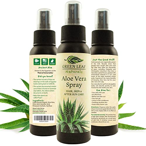 Green Leaf Naturals Aloe Vera Spray – application faciale douce sans résidu.