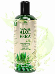 Green Leaf Naturals Amazing Aloe Vera Gel bottle pouring for skin hydration