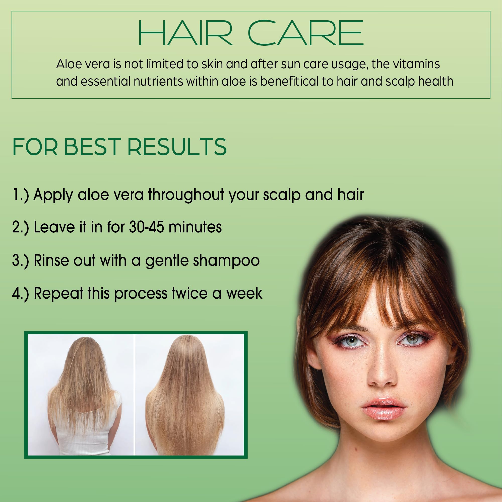 Green Leaf Naturals aloe gel used for hair care and scalp care