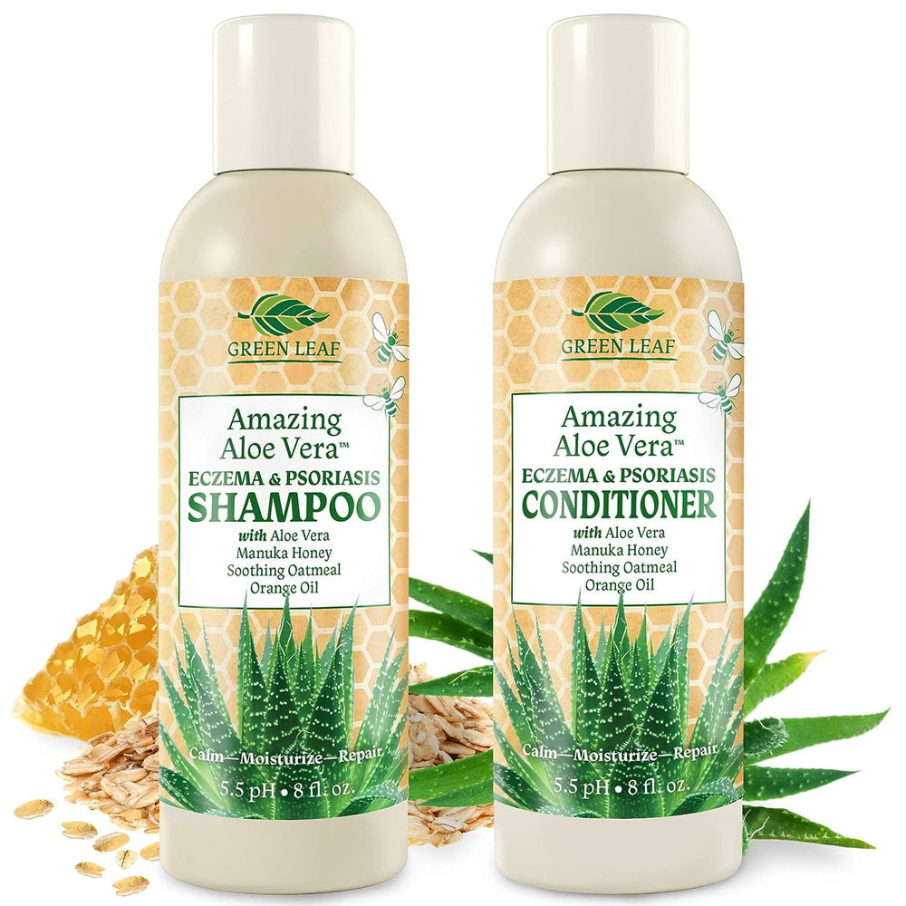 Green Leaf Naturals duo-shampooing-après-shampoing apaisant pour cuir chevelu sec et irrité.