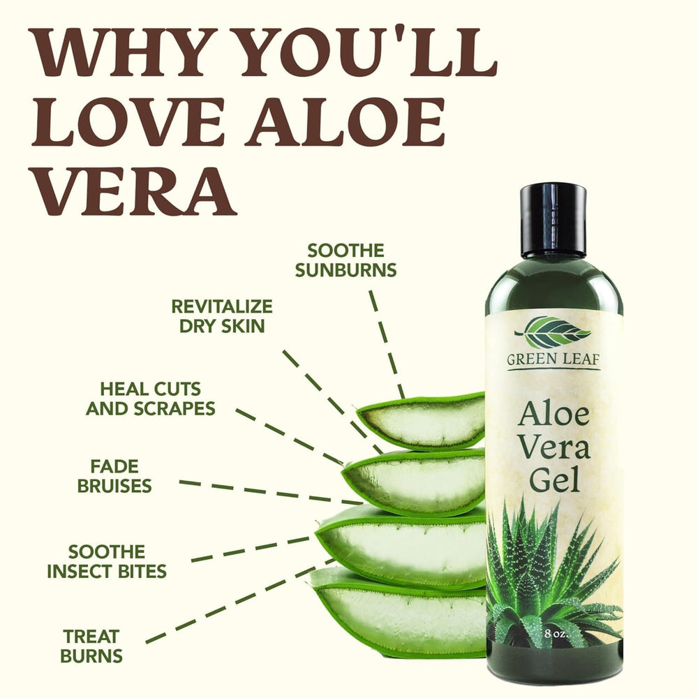 Green Leaf Naturals Gel Aloe, ingrédients naturels du Texas pour soin doux.