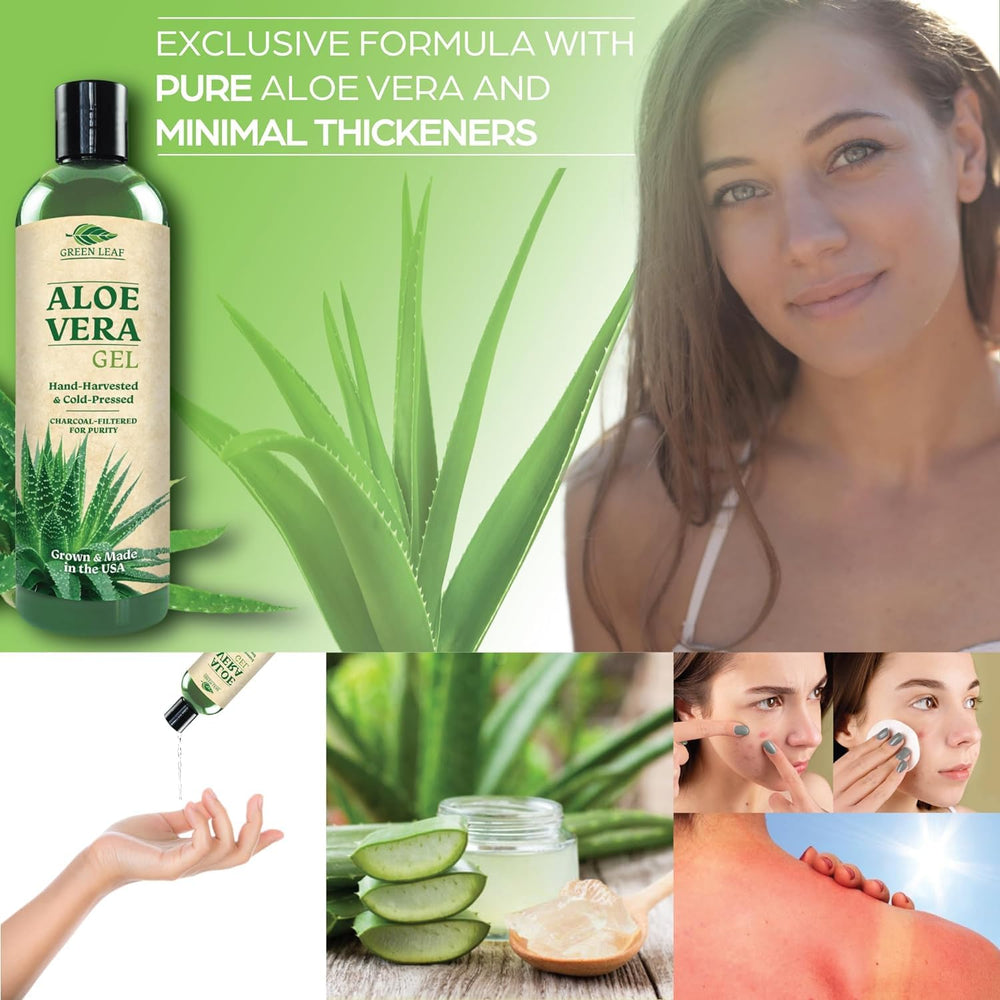Green Leaf Naturals Gel Aloe pur et sans additifs pour la peau sensible.