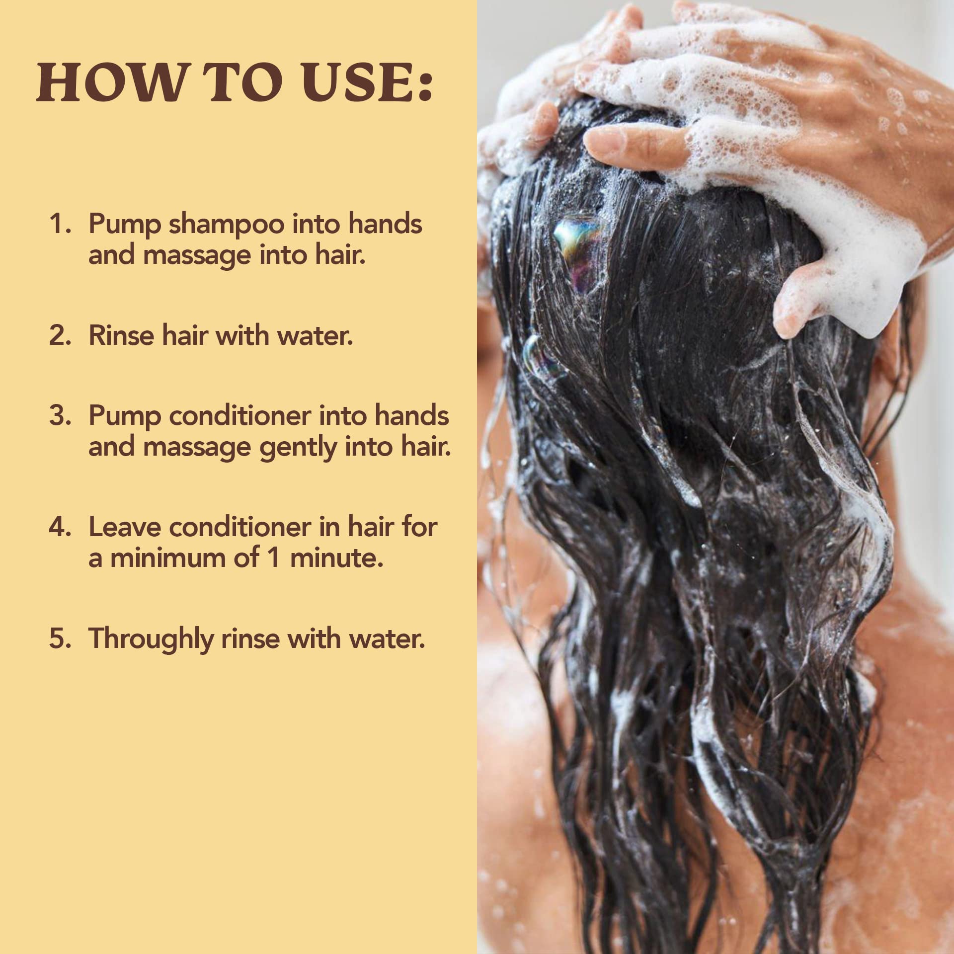 Green Leaf Naturals étiquette indiquant sans sulfates et pH équilibré pour un lavage doux.