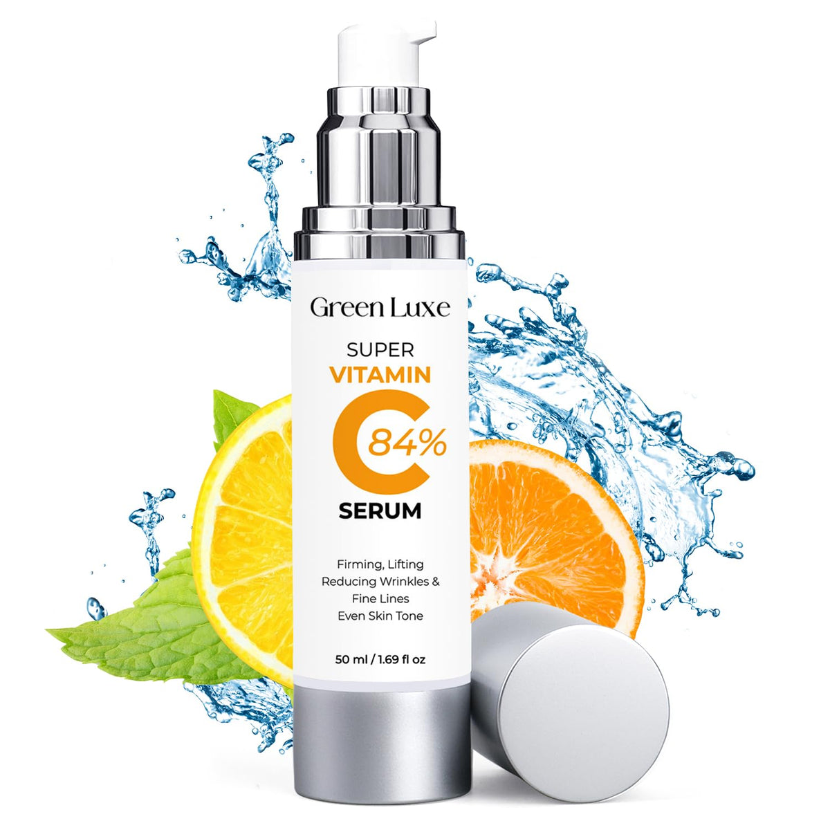 Green Luxe Sérum Vitamin C - flacon élégant, hydratation durable pour peau mature.