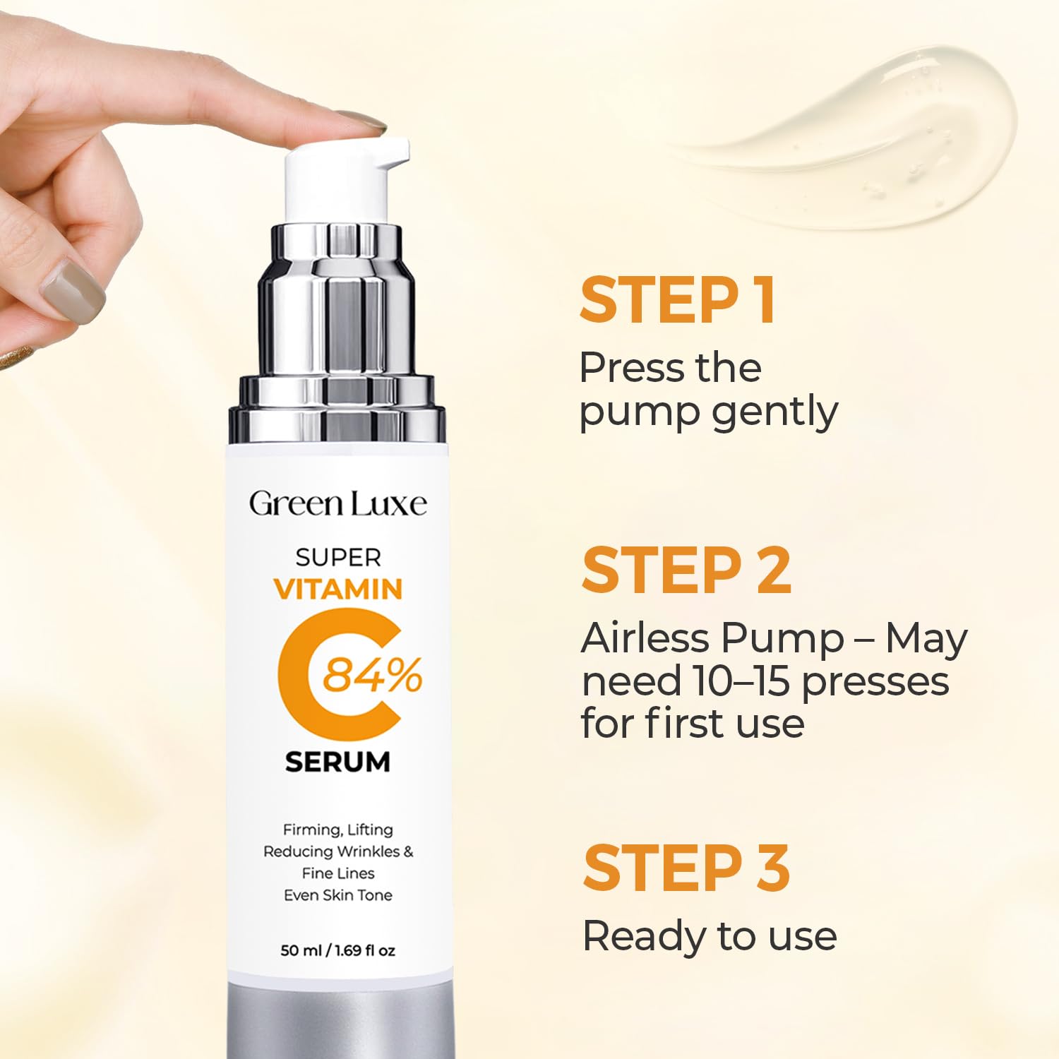 Green Luxe Sérum Vitamin C - emballage écologique, prêt pour une routine matinale.