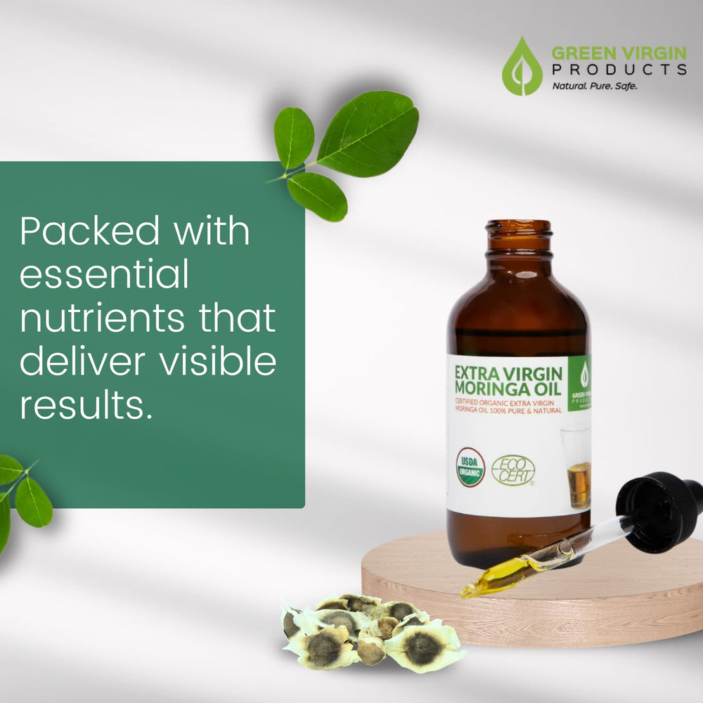 Texture non grasse et absorption rapide de Green Virgin moringa
