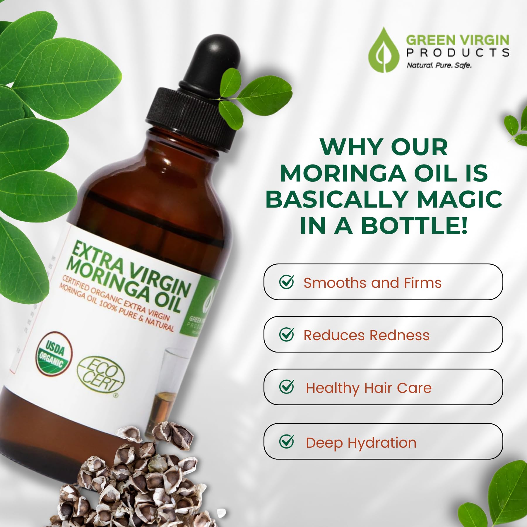 Huile moringa Green Virgin Products pressée à froid et extra vierge