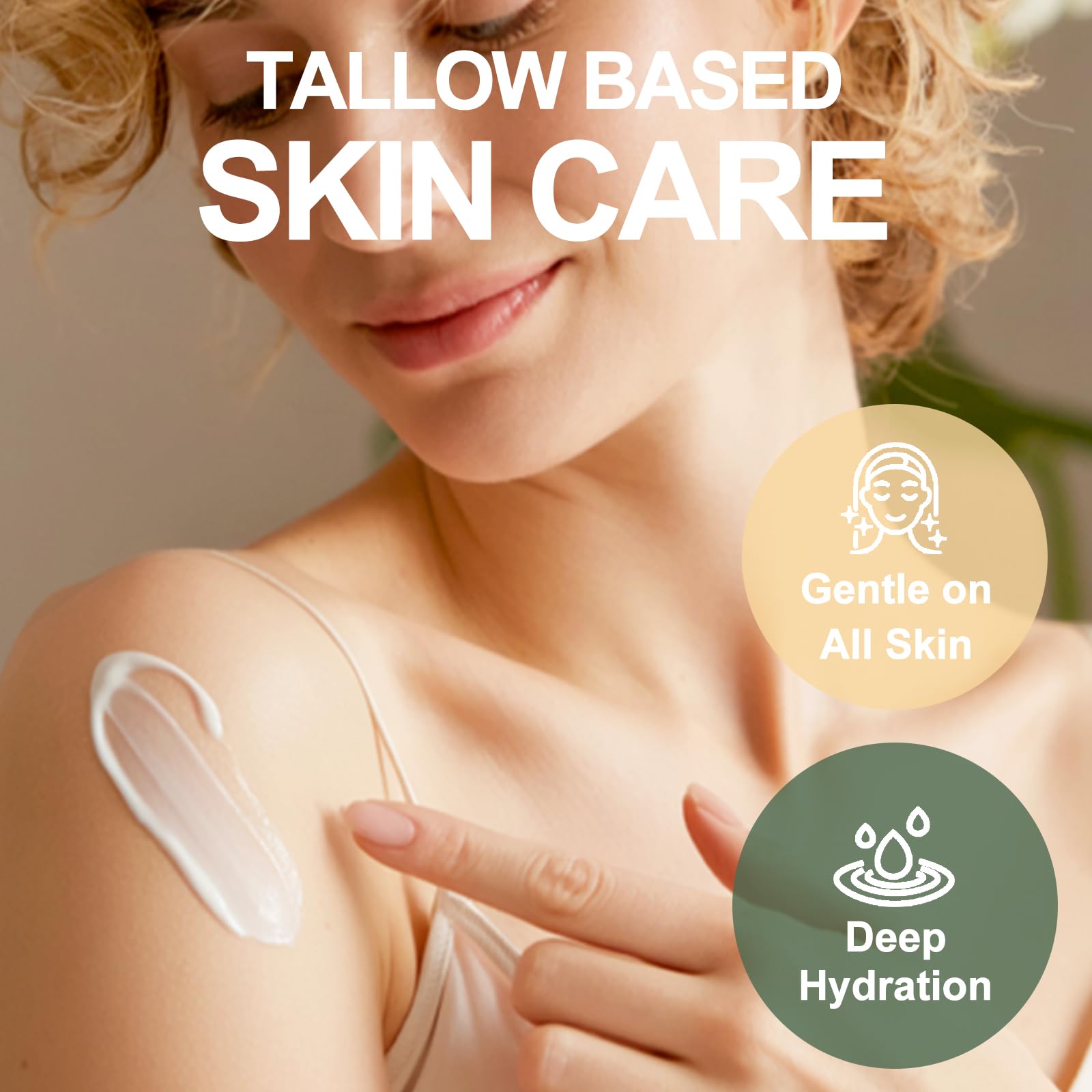 GreenBliss suif de bœuf lotion application sur le visage.