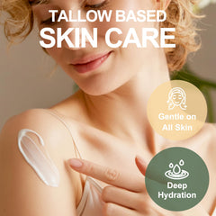 GreenBliss suif de bœuf lotion application sur le visage.