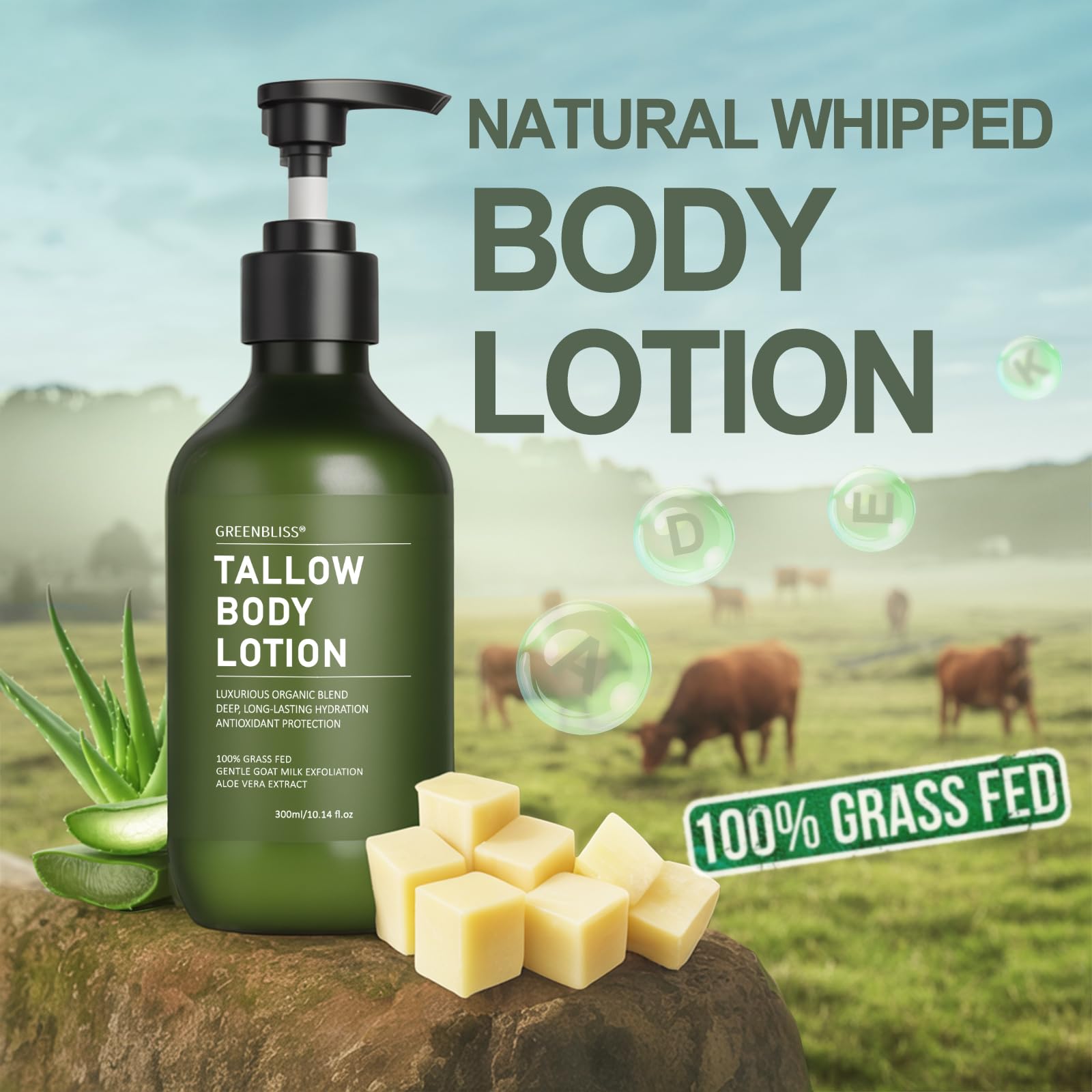 GreenBliss lotion texture non grasse absorption rapide sur peau.