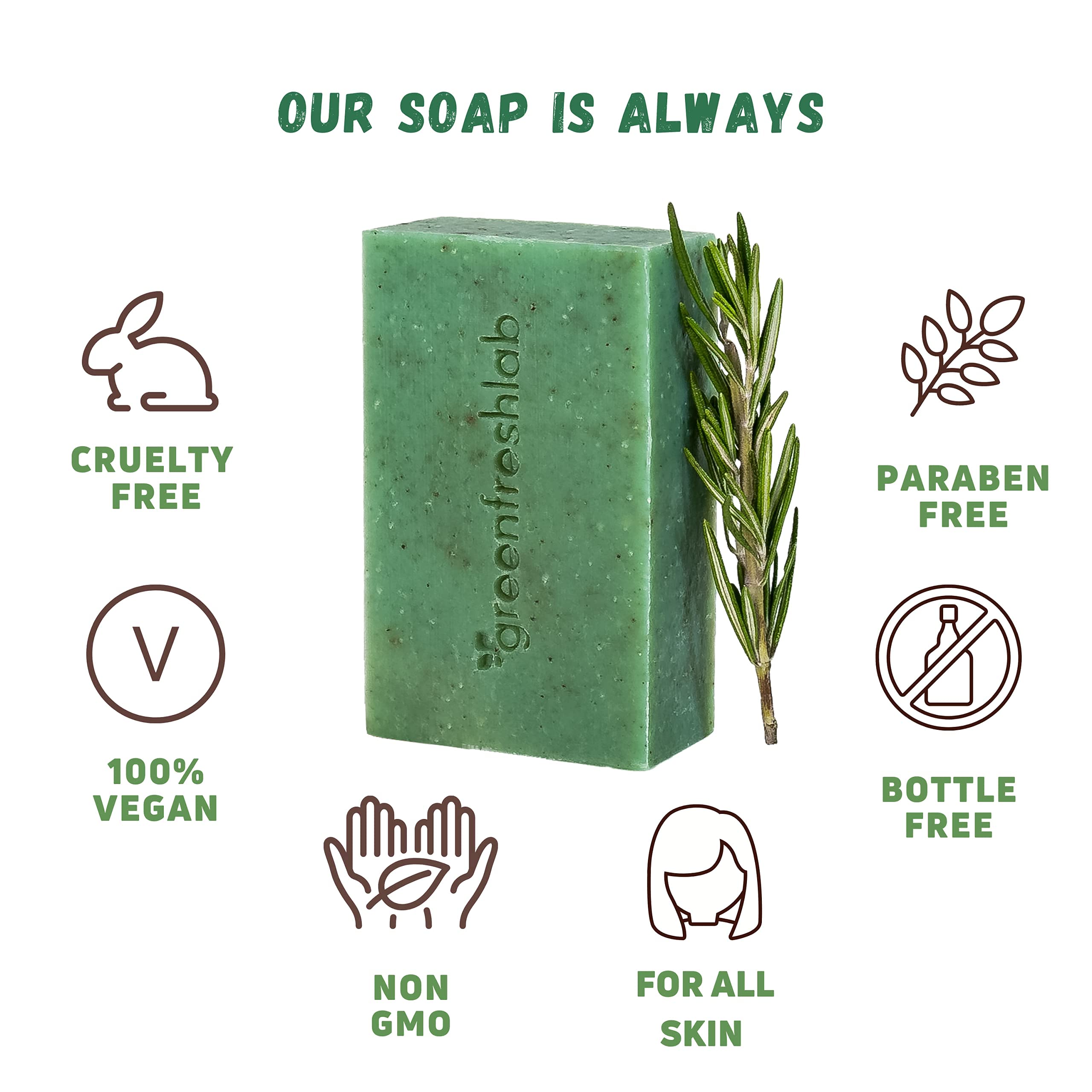 Greenfreshlab Savon thym romarin – procédé à froid pour une longévité et douceur.