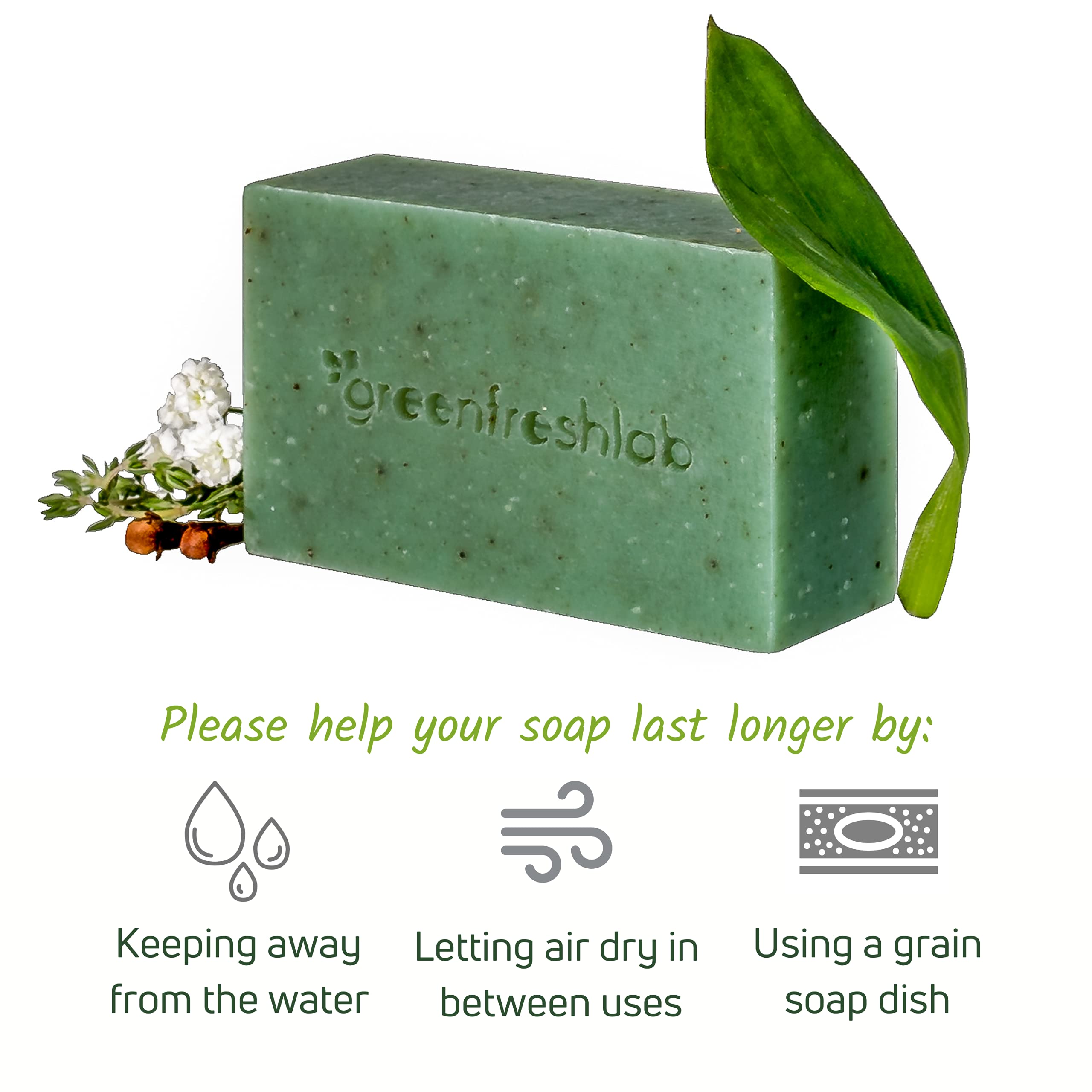 Greenfreshlab Savon thym romarin – enrichi en patchouli pour une senteur équilibrée.