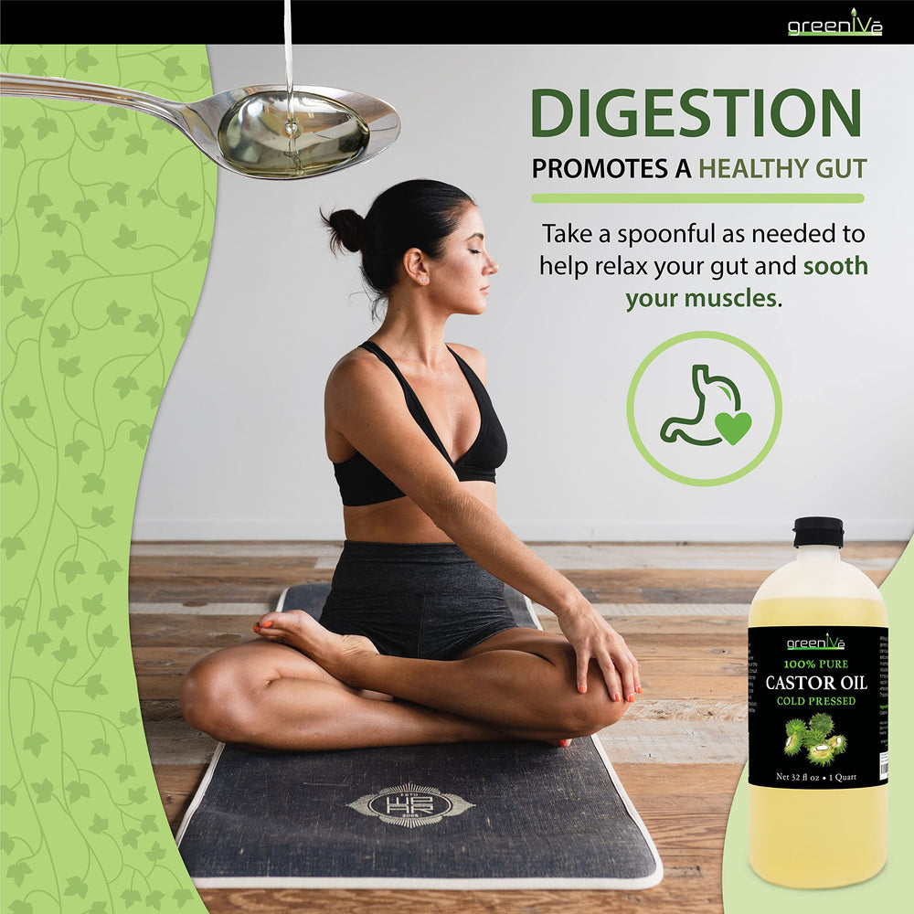 GreenIVe huile de ricin pur usage visage, hydratation légère.
