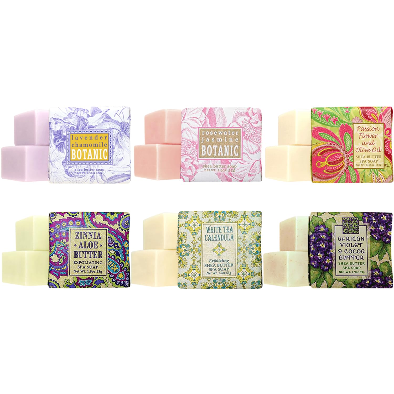 Savon Greenwich Bay: coffret mini-savons lavande camomille apaisants pour la peau.