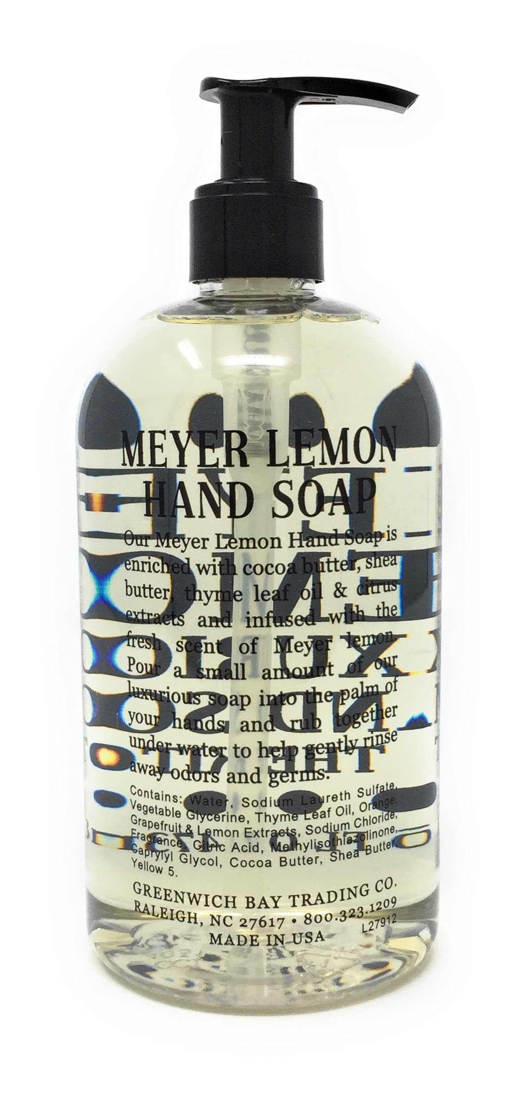 Bouteille-pompe Greenwich Bay Savon mains Meyer Citron, pratique sur le comptoir.