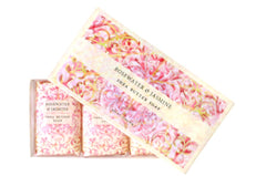 Savons Greenwich Bay Trading Co. trio emballé, hydratation légère et parfum rose jasmin.