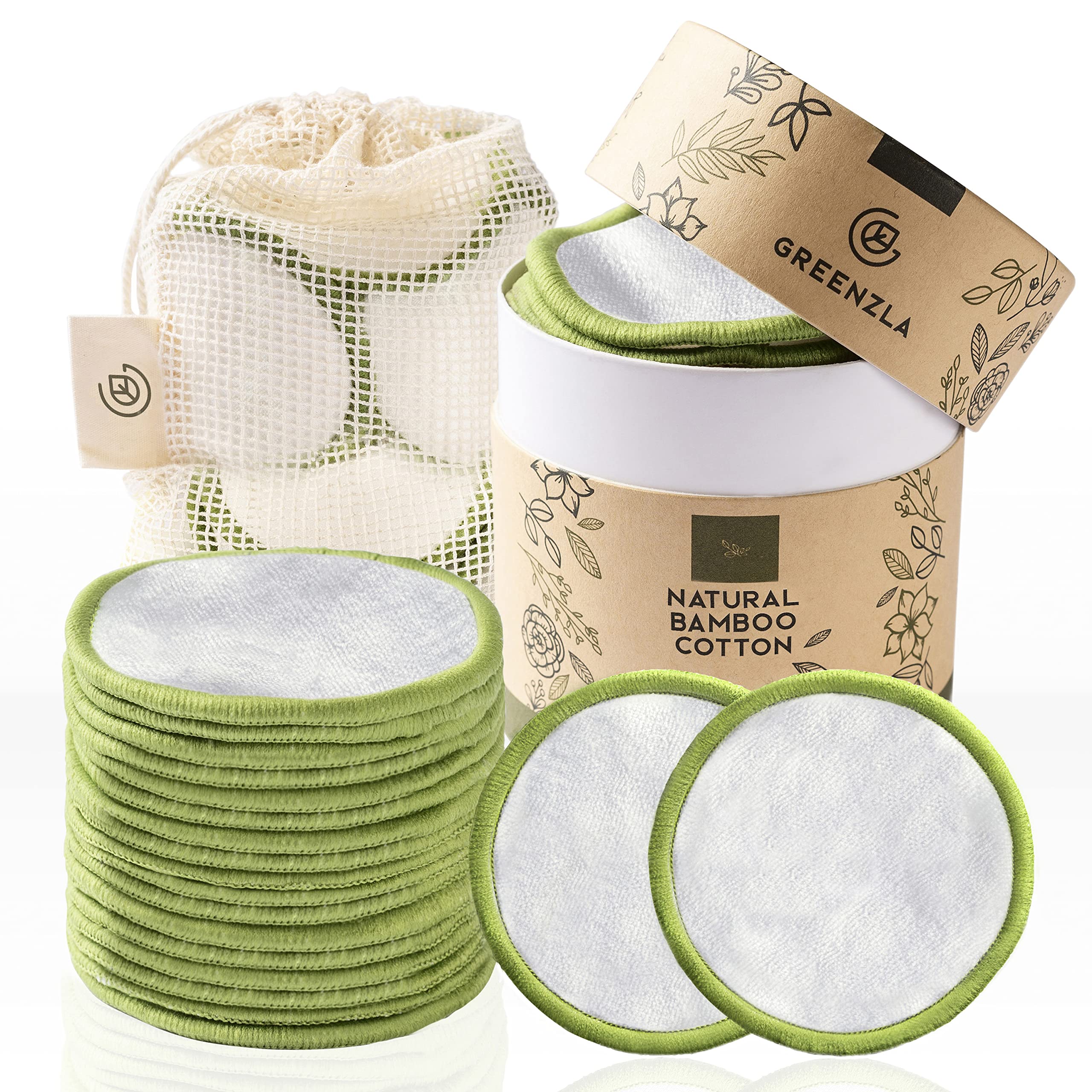 Greenzla disques démaquillage réutilisables, douceur et efficacité pour le visage.