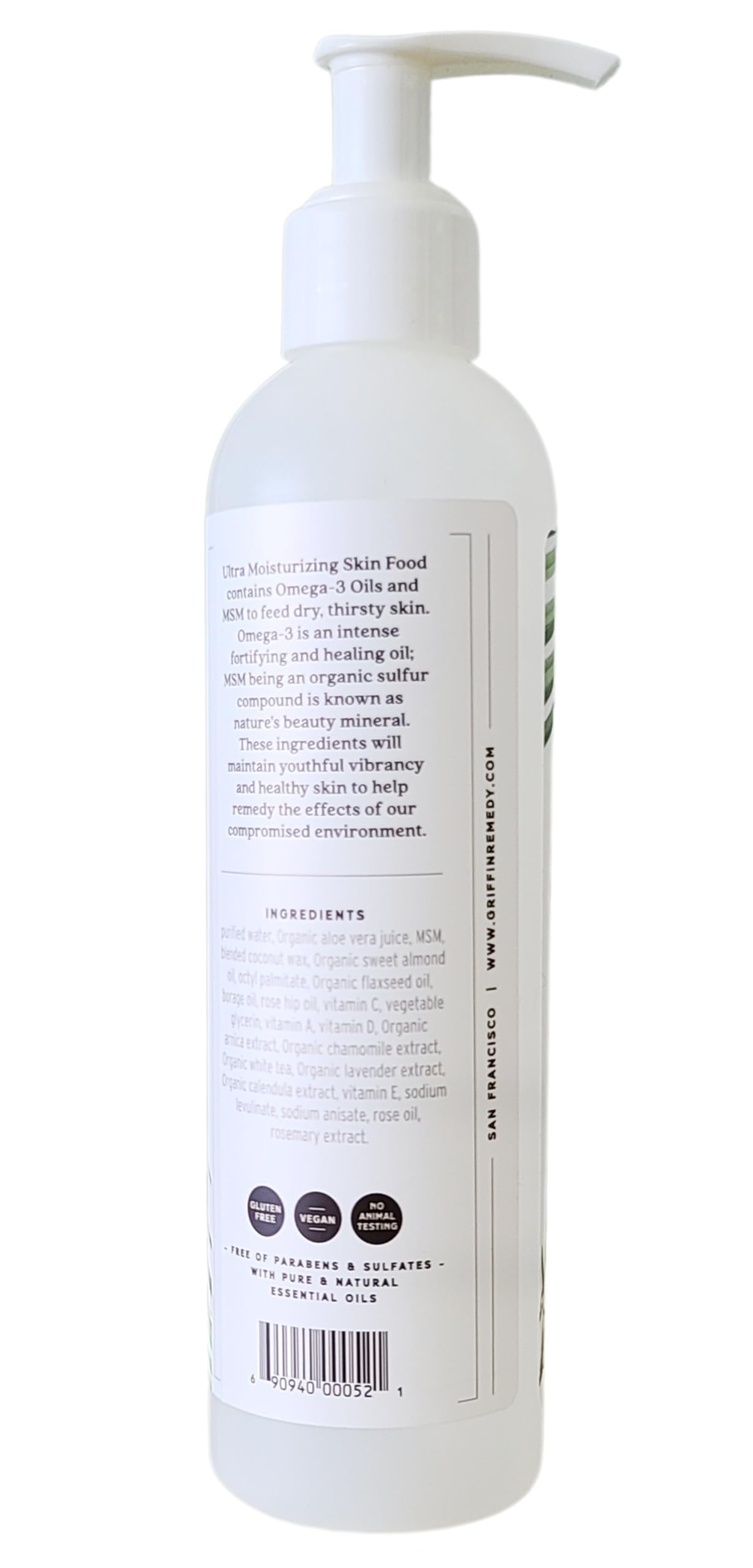 Lotion corps Omega-3 Griffin Remedy avec absorption rapide.