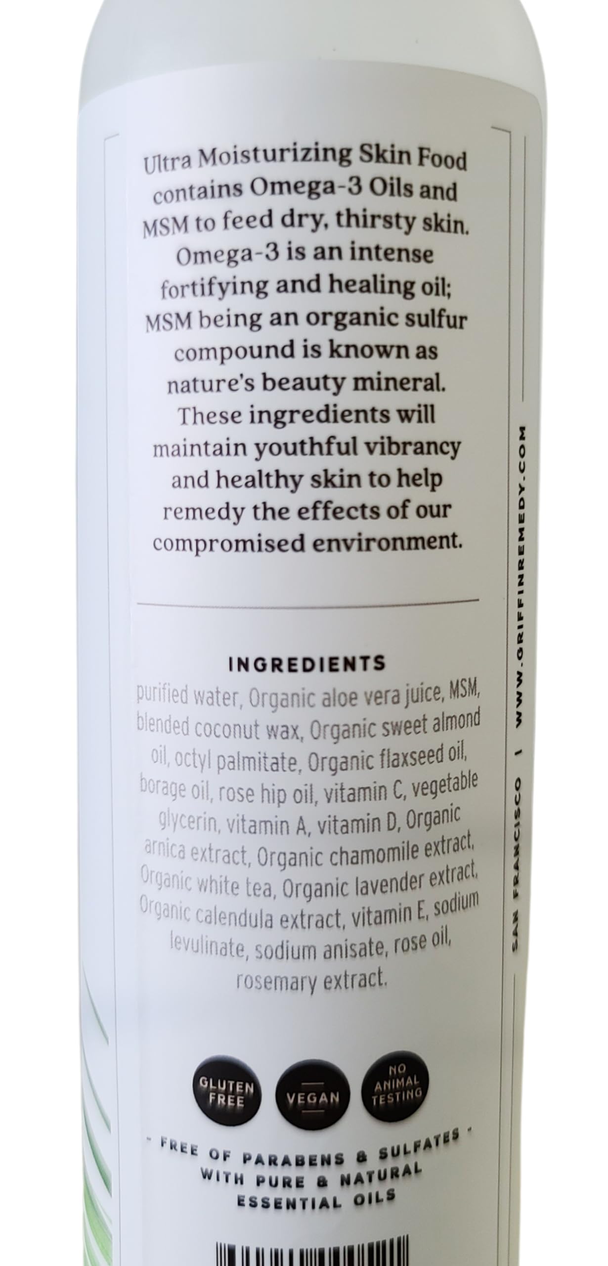 Texture crème non grasse Griffin Remedy pour soin du corps.