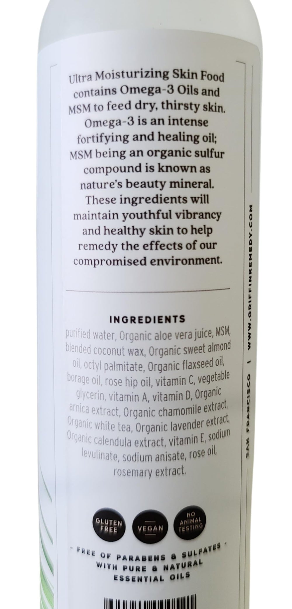 Texture crème non grasse Griffin Remedy pour soin du corps.