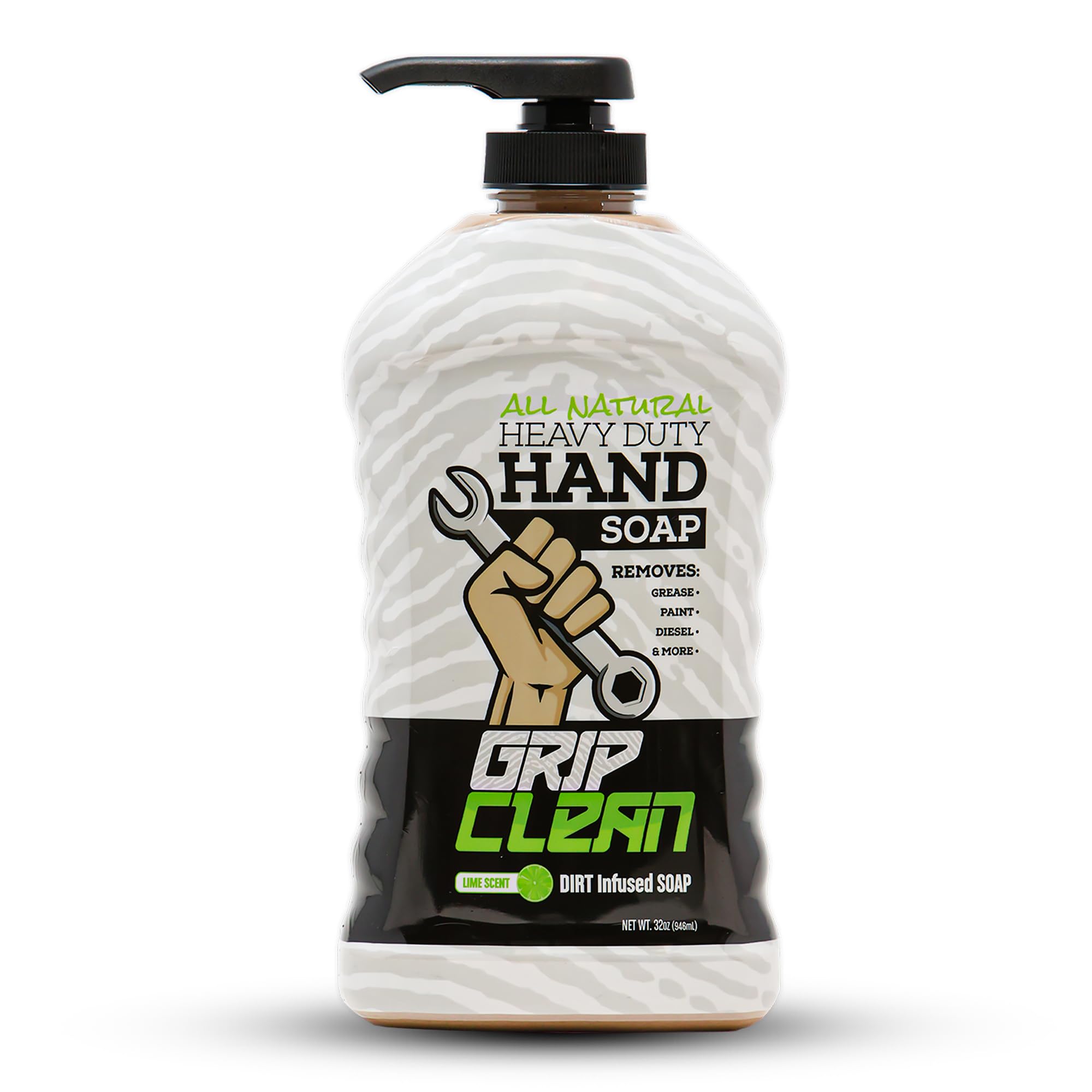 Grip Clean montre sa bouteille de 946 ml prête à l’emploi pour le travail lourd.