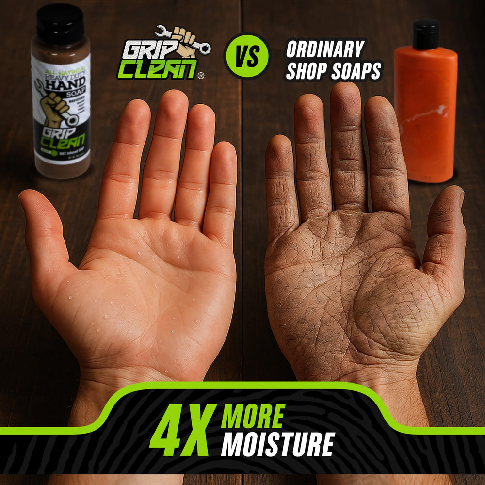Grip Clean huile de coco et olive hydrate et protège la peau.
