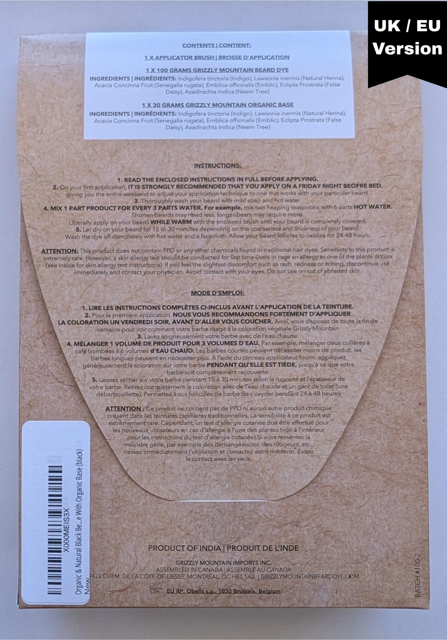 Base organique Grizzly Mountain 30 g prête à mélanger