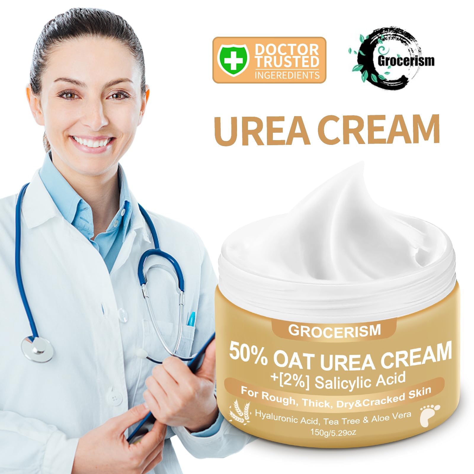 Grocerism Crème exfoliante 2% SA pour pieds, exfolie en douceur.