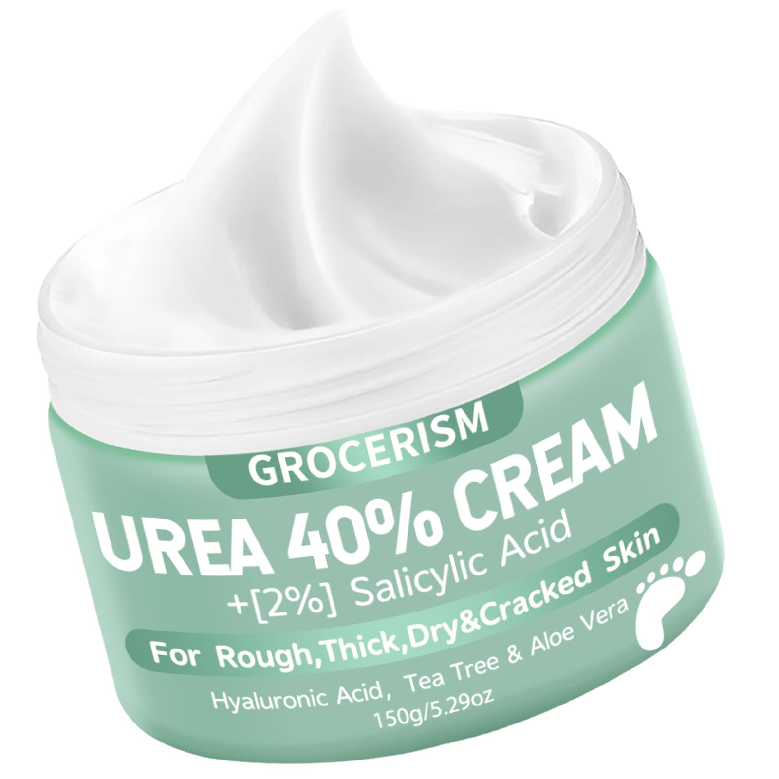 Grocerism Crème Urea 40% pour pieds, flacon pratique, absorption rapide et hydratation.