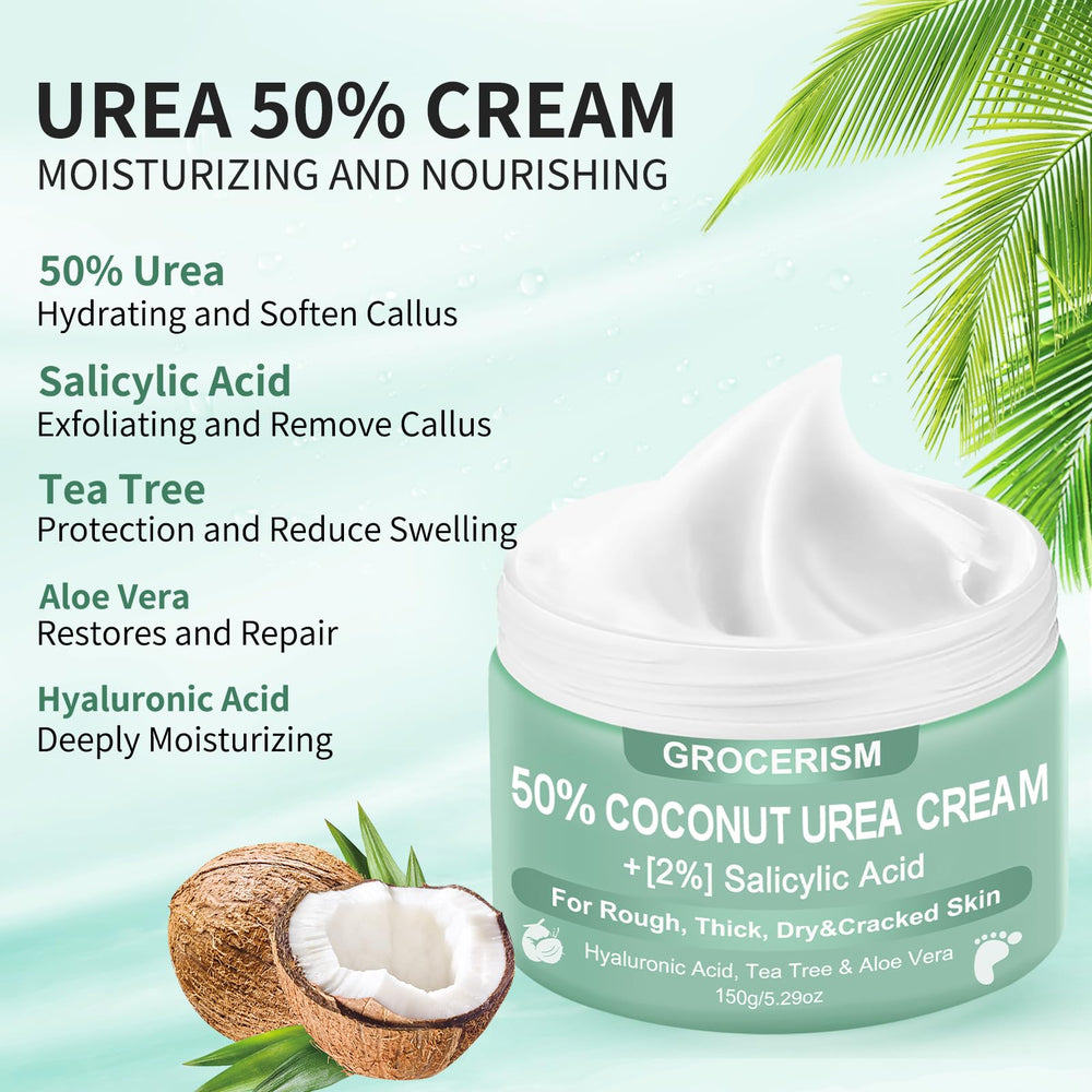 Grocerism Crème Urea 50% barrière apaisante avec aloe et arbre à thé pour calmer.