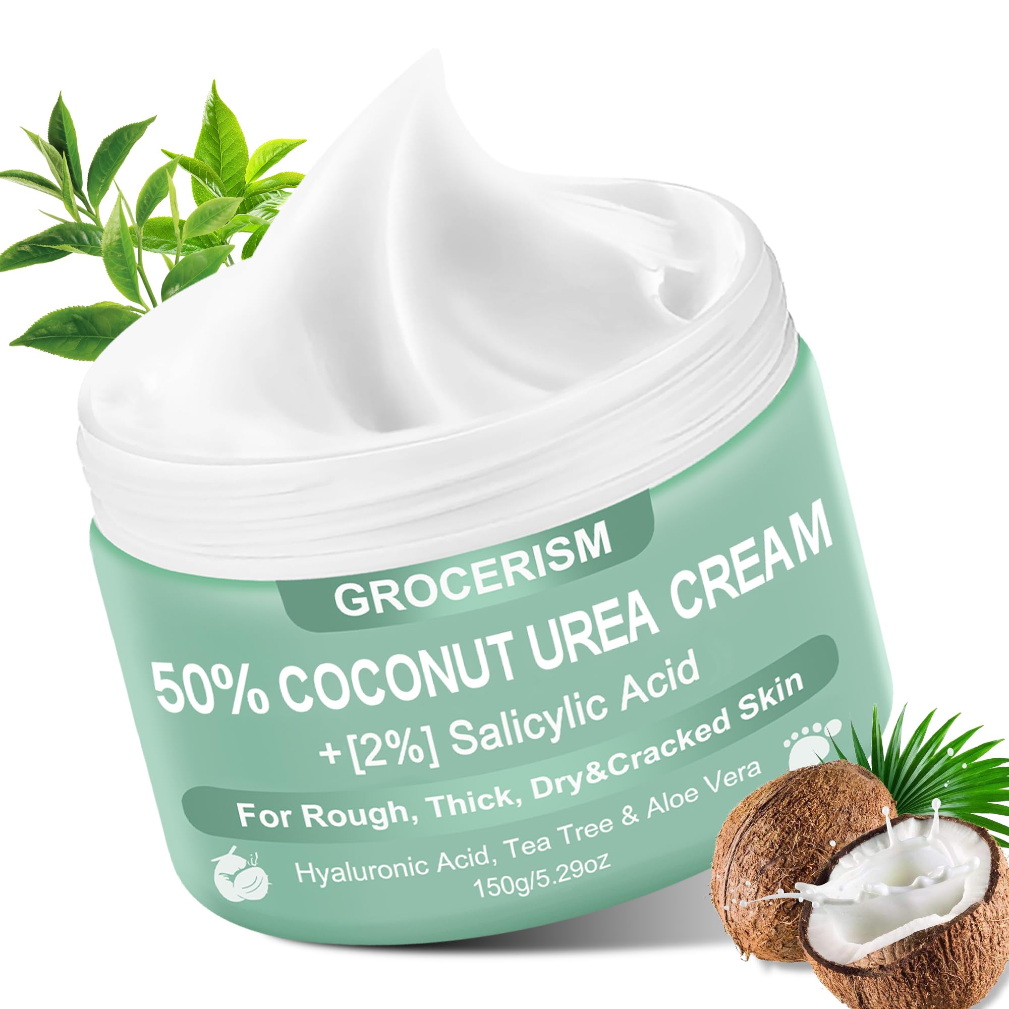 Grocerism Crème Urea 50% pieds et coco: hydratation intense et douceur durable.