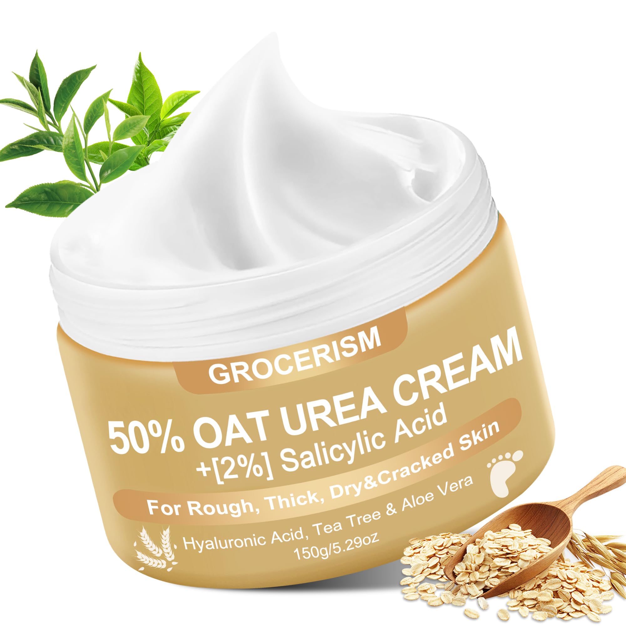 Grocerism Crème Urea 50% pour pieds, apaise callosités et hydrate profondément.