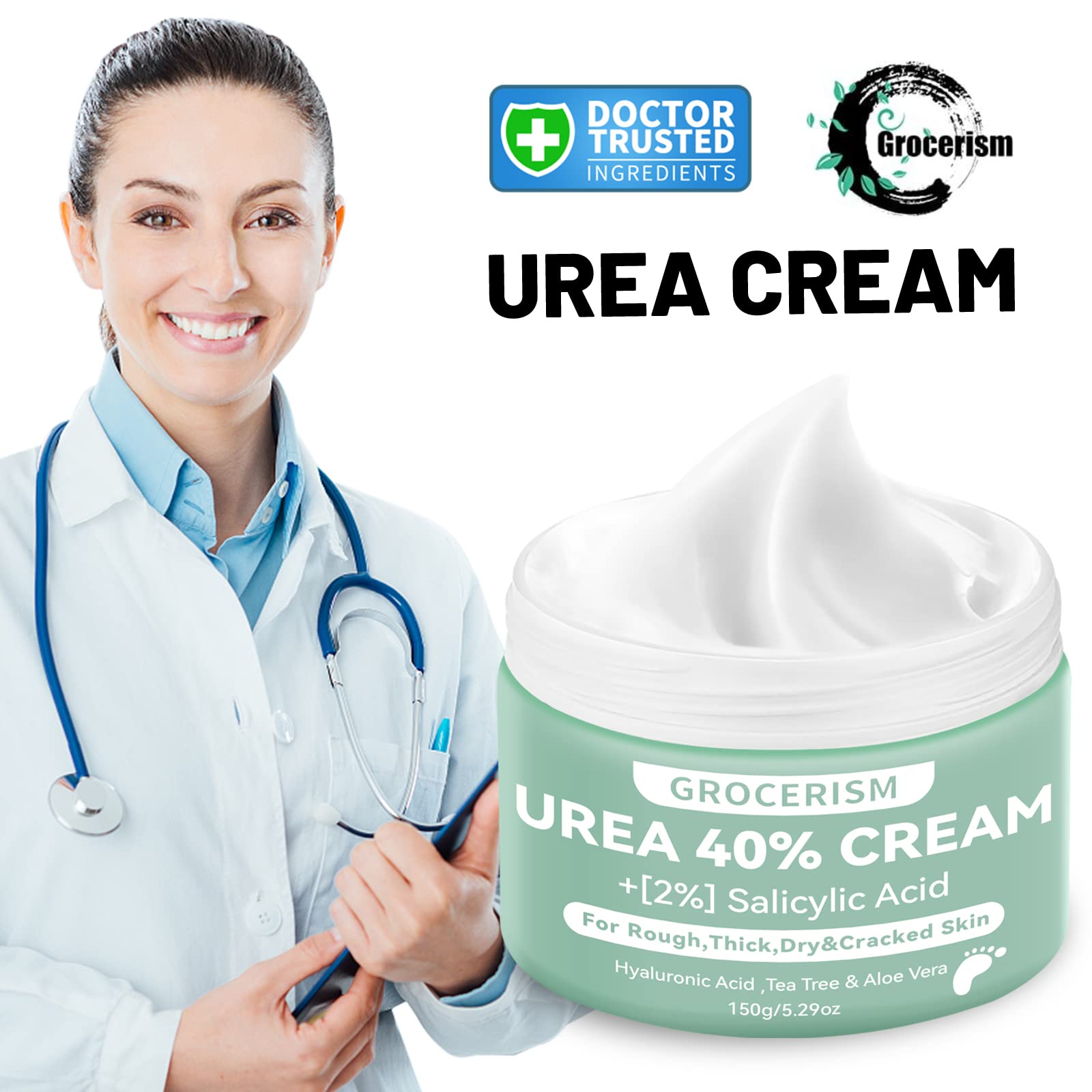Grocerism Crème Urée 40% Emballage: présentation pratique pour usage quotidien.