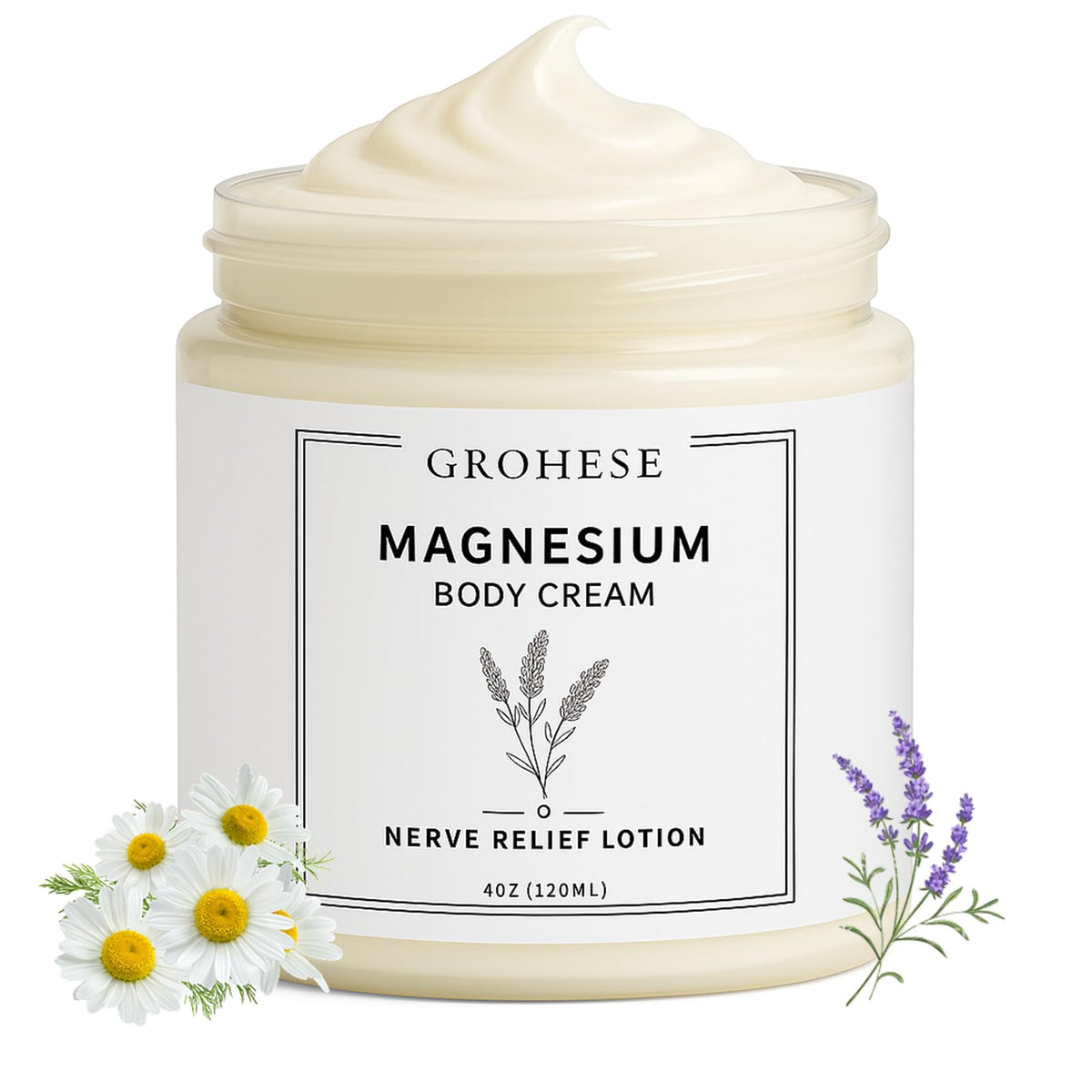GROHESE Neuropathy Cream — bouteille, hydratation ciblée pour pieds et mains sensibles.