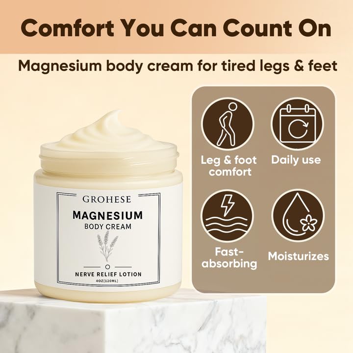 GROHESE Neuropathy Cream — texture non grasse et absorption rapide.
