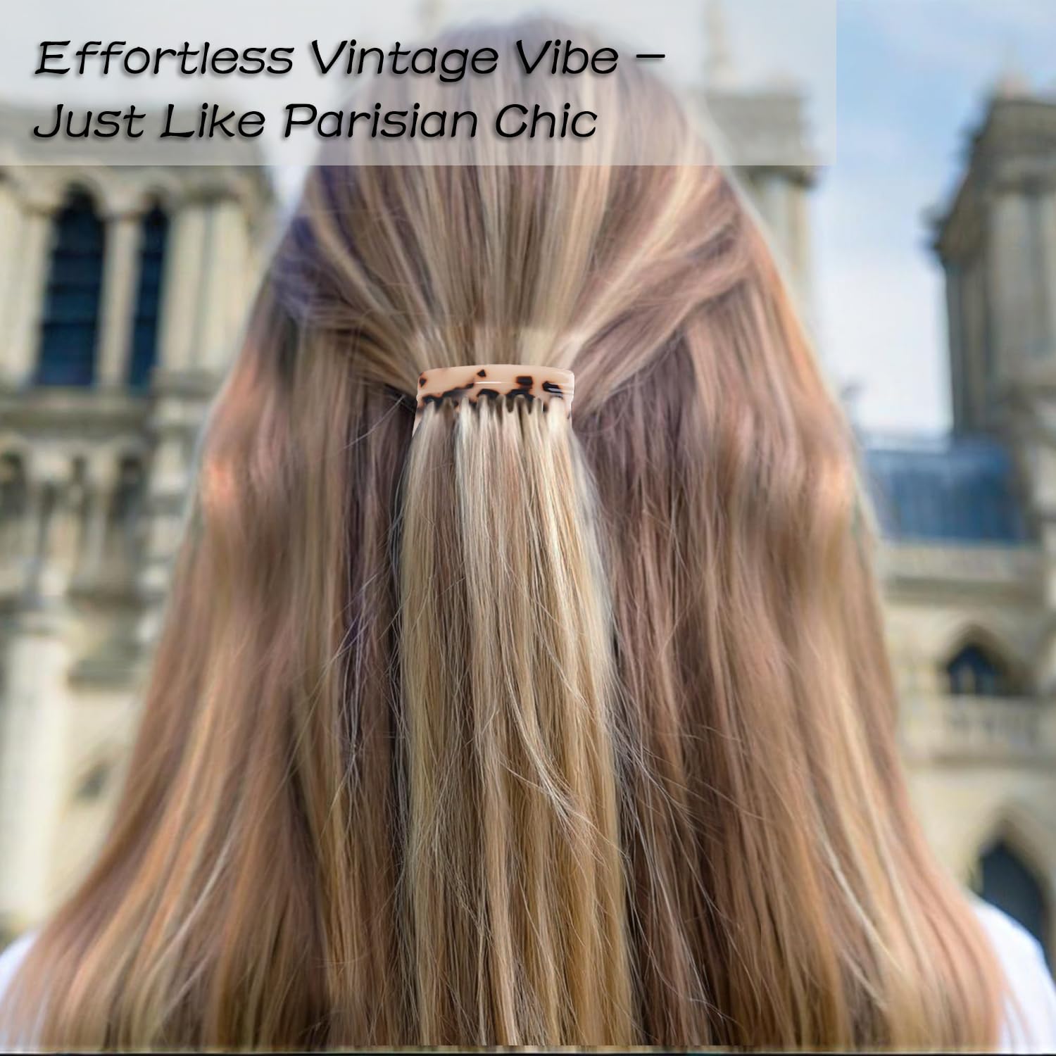 Groqrsn peigne francais mini noir – vue côté, tenue élégante au quotidien.