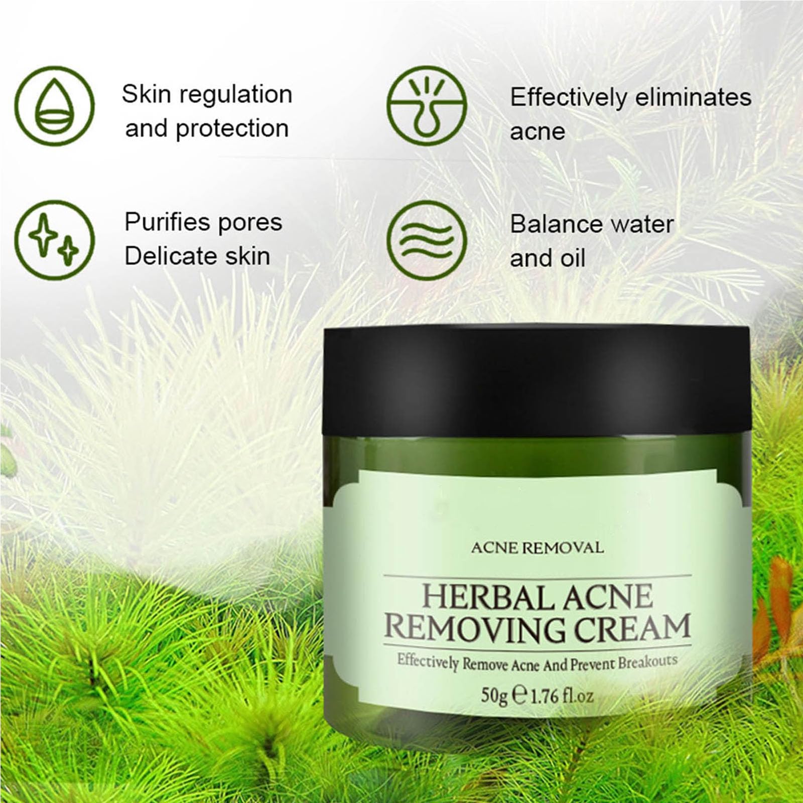 Grospe Crème Anti‑Acné ingrédients végétaux naturels soutenant l'équilibre cutané.