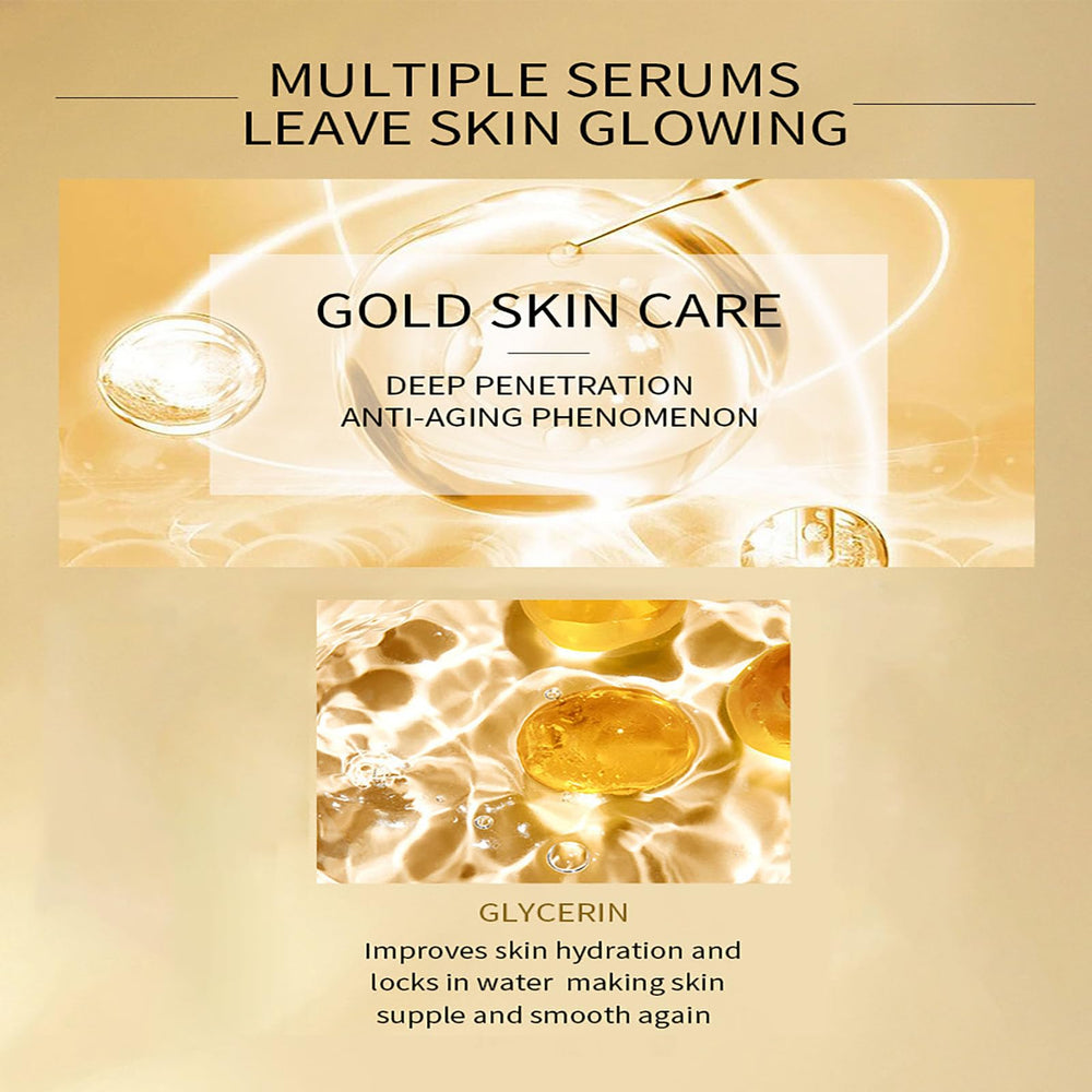 Grospe lot deux bouteilles 24K Or Sérum, hydratation durable.