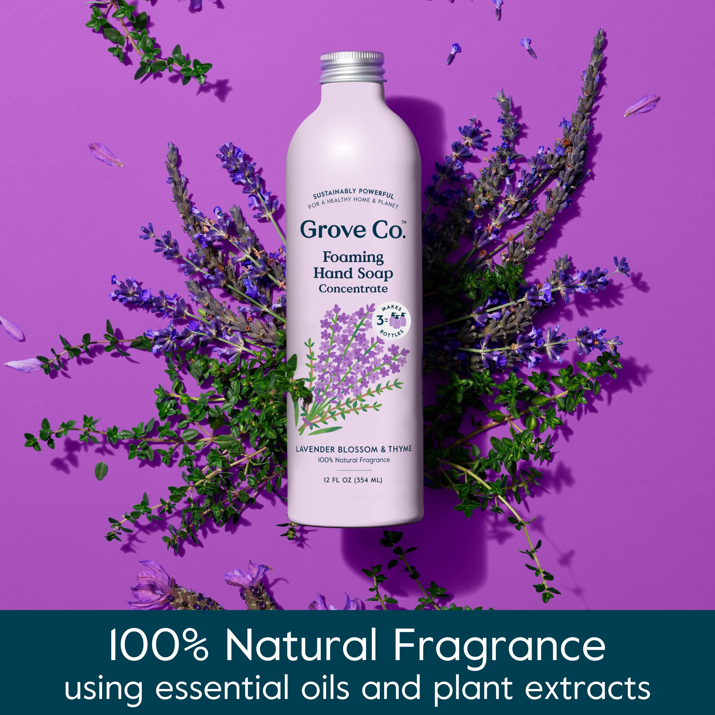 Grove Co. mousse mains Lavande et Thym, nettoyage doux pour les mains