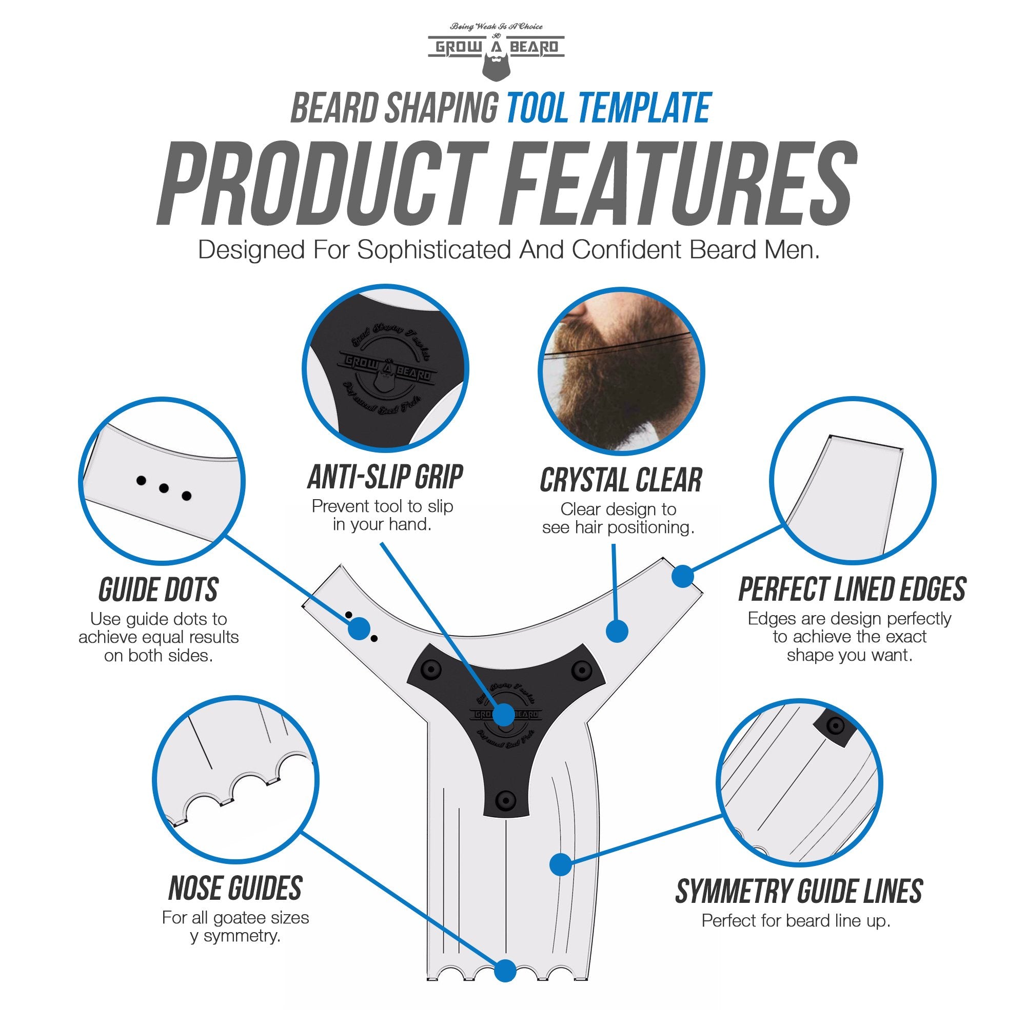 GROW ALPHA BEARD contour-barbe-joues facilite les contours propres.