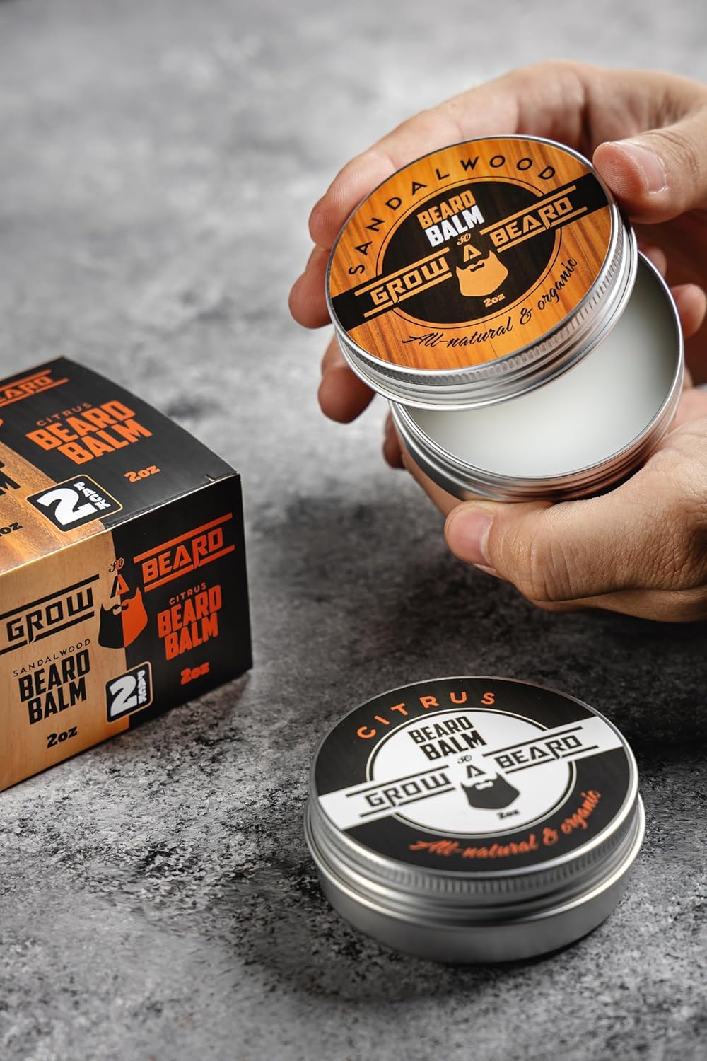 Ensemble GROW ALPHA BEARD, deux flacons barbe de 2 oz chacun