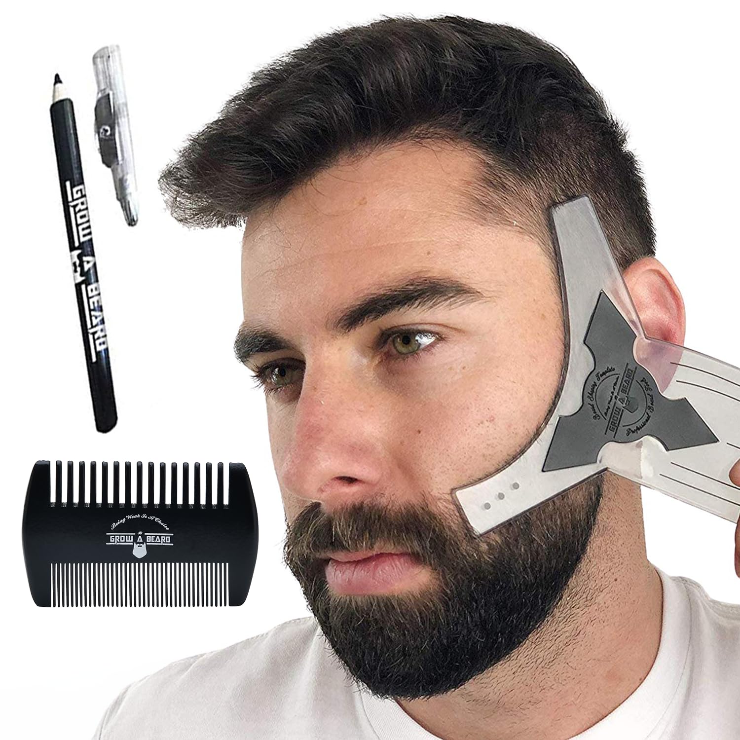 GROW ALPHA BEARD gabarit-trace-barbe pour des contours nets à domicile.