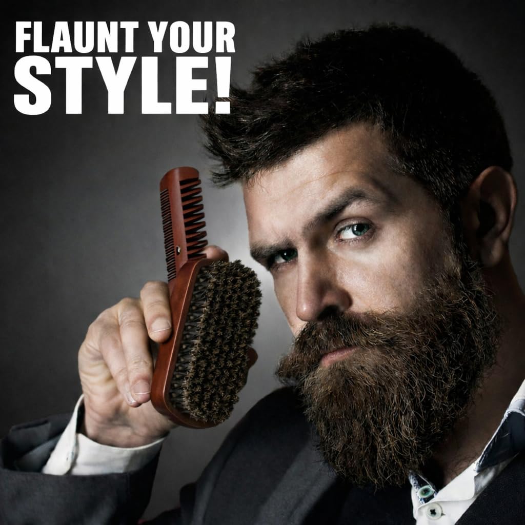 Peigne à barbe Grow Alpha Beard en bois à dents doubles, démêler sans accrocher