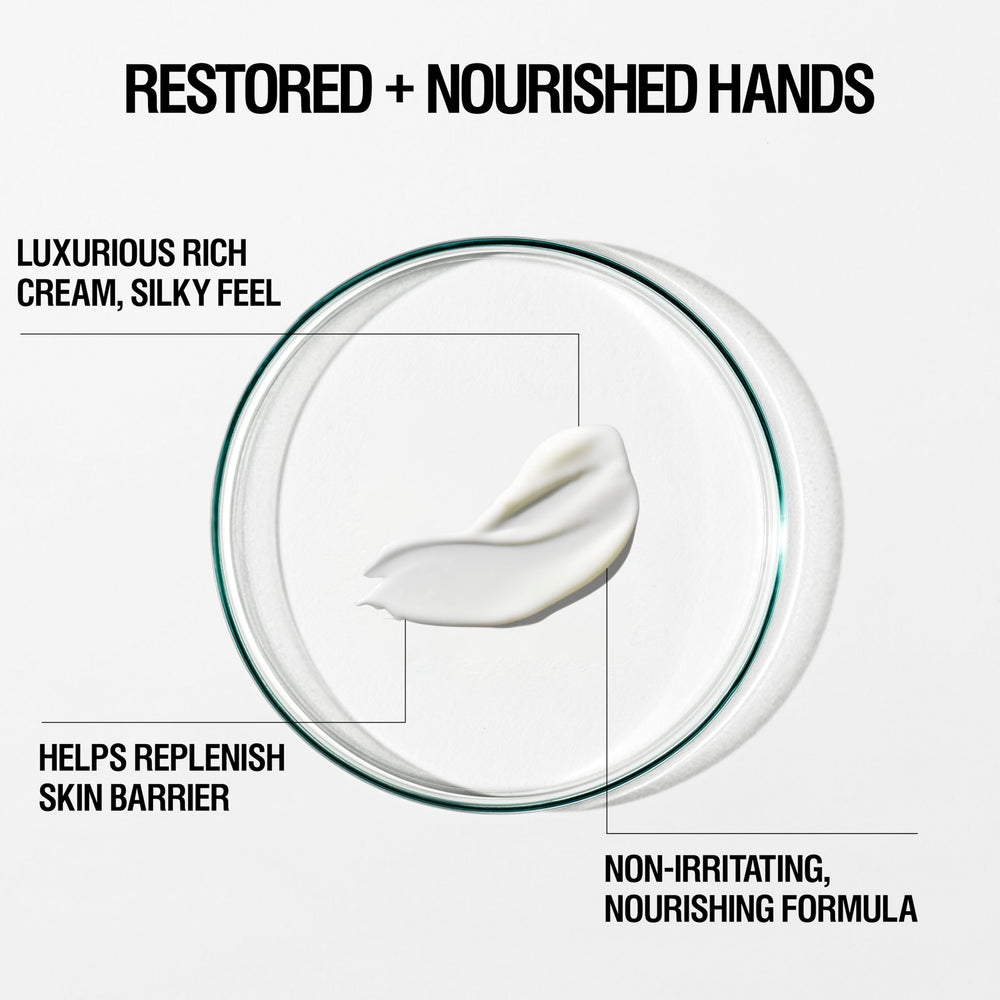 Flacon pompe Crème Mains Restorative Grown Alchemist, application facile et rapide.