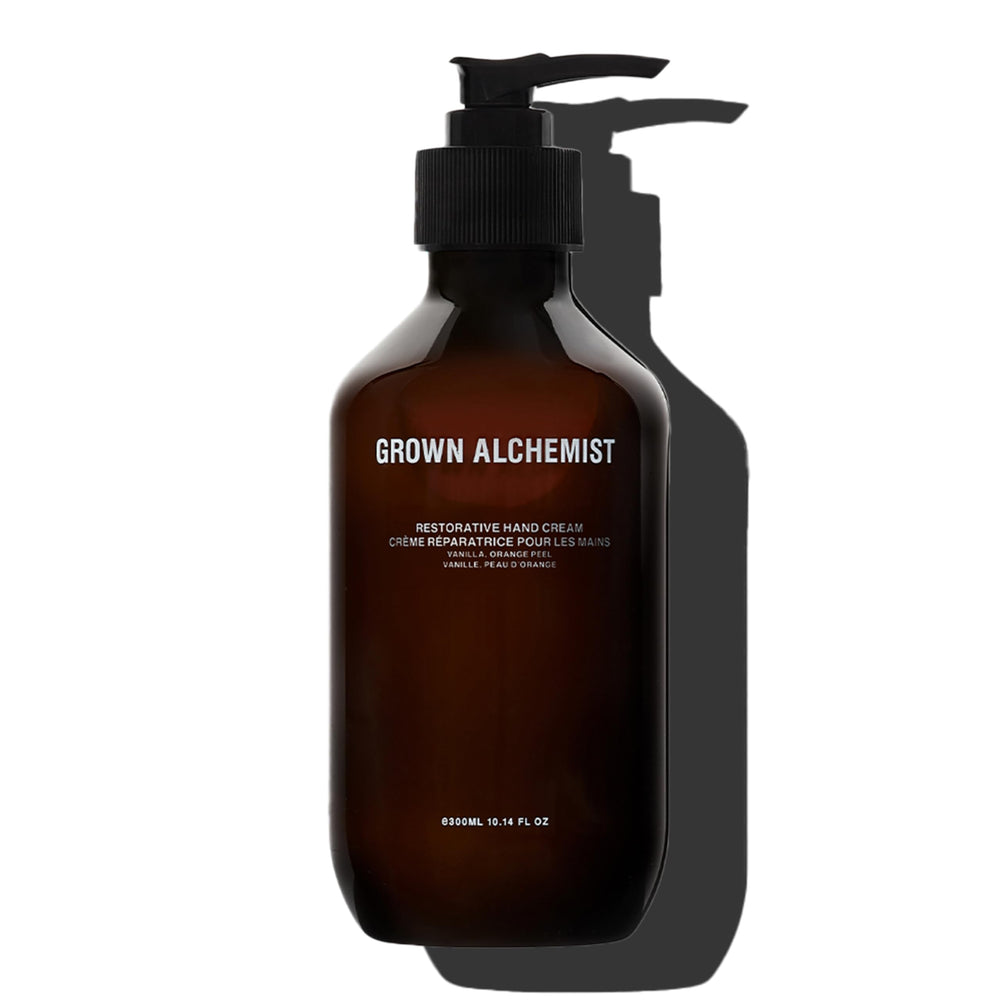 Grown Alchemist Crème Mains Restorative vanille et orange, hydratation délicate.