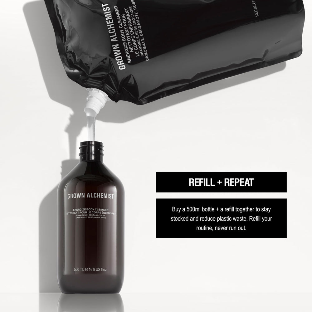 Grown Alchemist Energize Cleanser – Emballage écoresponsable et réduction plastique